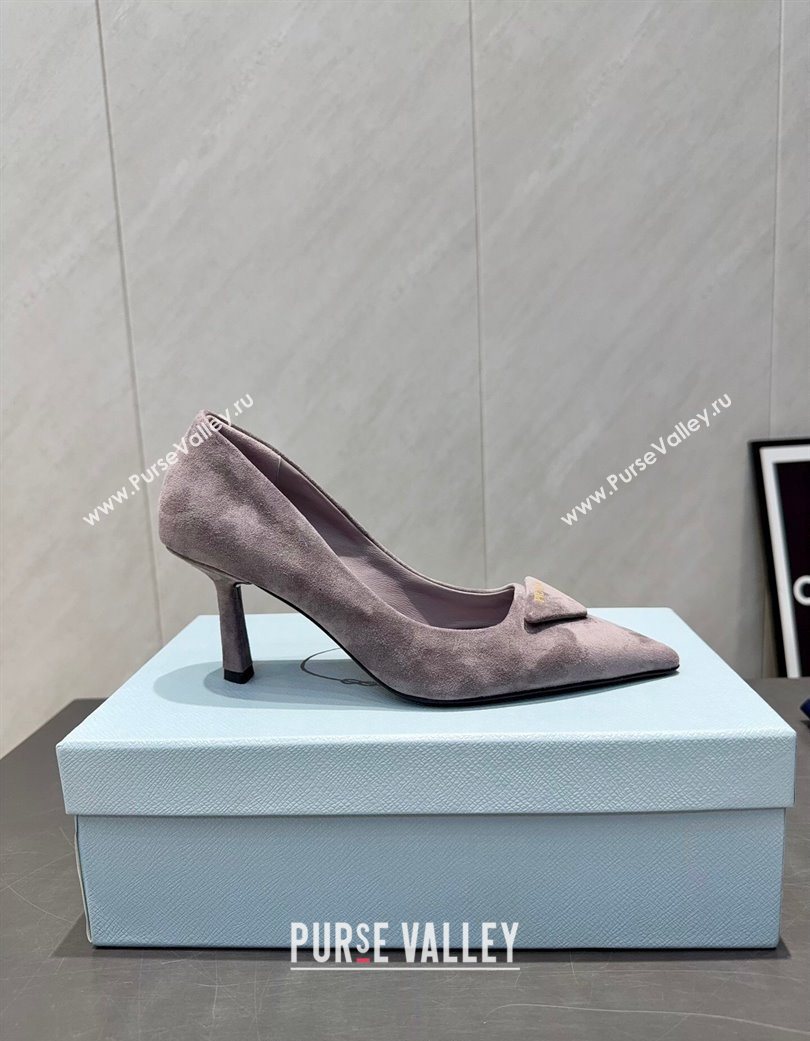 Prada Suede Heel Pumps 8.5cm Grey 2025 1I901M 1205 (MD-251205013)