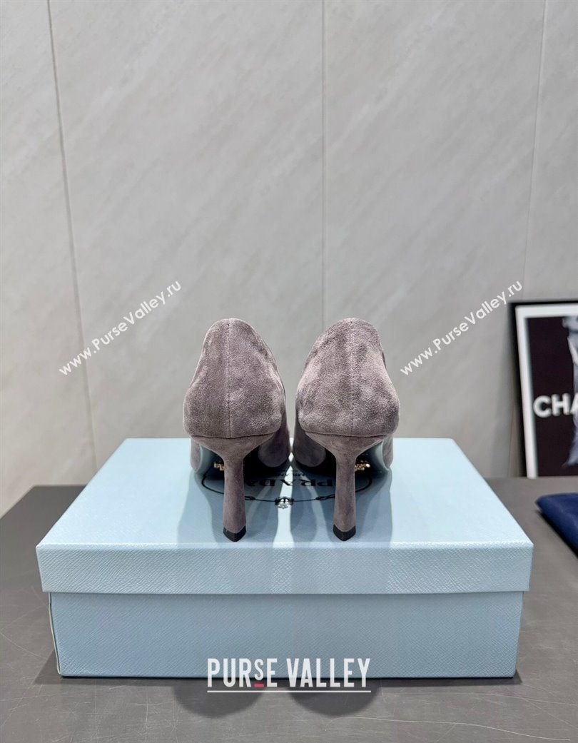 Prada Suede Heel Pumps 8.5cm Grey 2025 1I901M 1205 (MD-251205013)