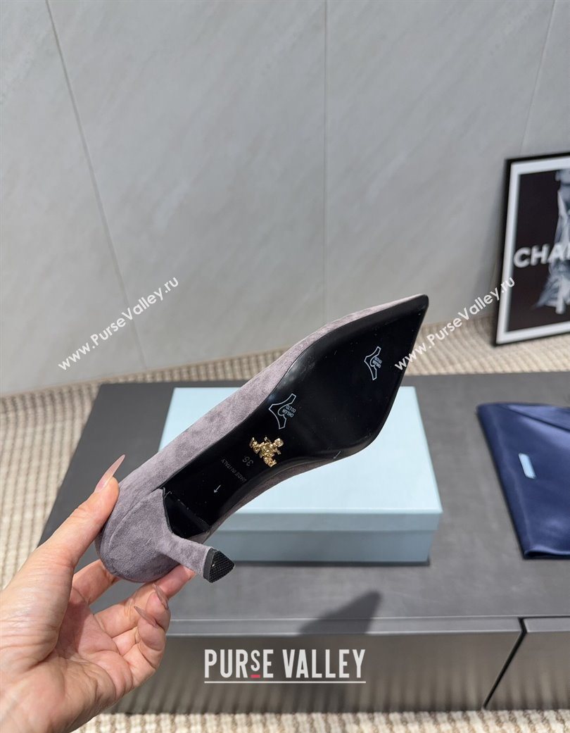 Prada Suede Heel Pumps 8.5cm Grey 2025 1I901M 1205 (MD-251205013)