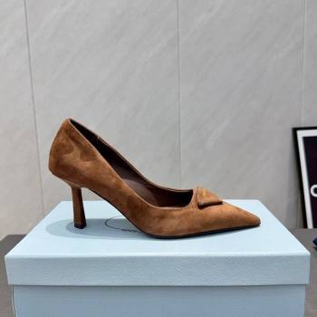 Prada Suede Heel Pumps 8.5cm Brown 2025 1I901M 1205 (MD-251205014)