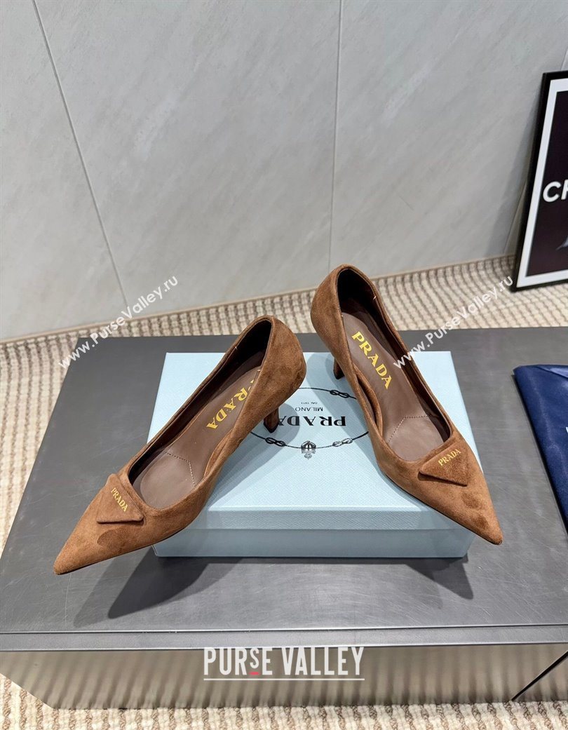 Prada Suede Heel Pumps 8.5cm Brown 2025 1I901M 1205 (MD-251205014)
