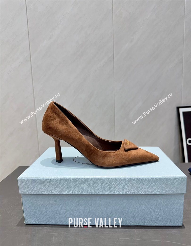Prada Suede Heel Pumps 8.5cm Brown 2025 1I901M 1205 (MD-251205014)