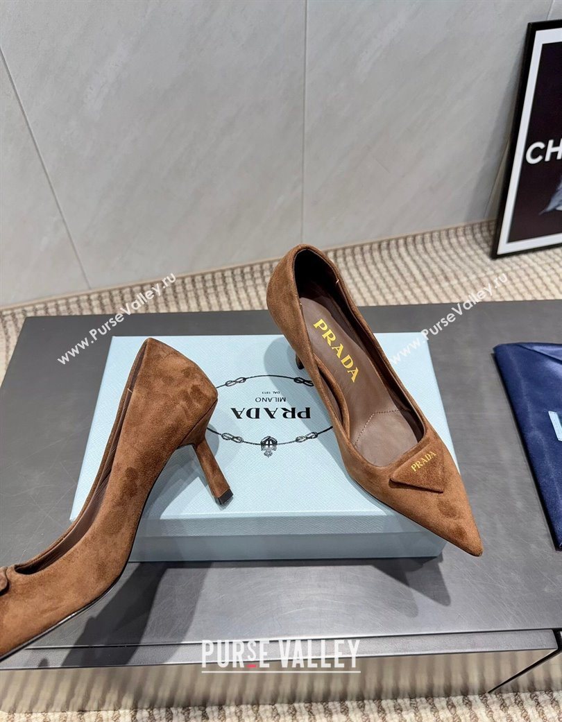Prada Suede Heel Pumps 8.5cm Brown 2025 1I901M 1205 (MD-251205014)