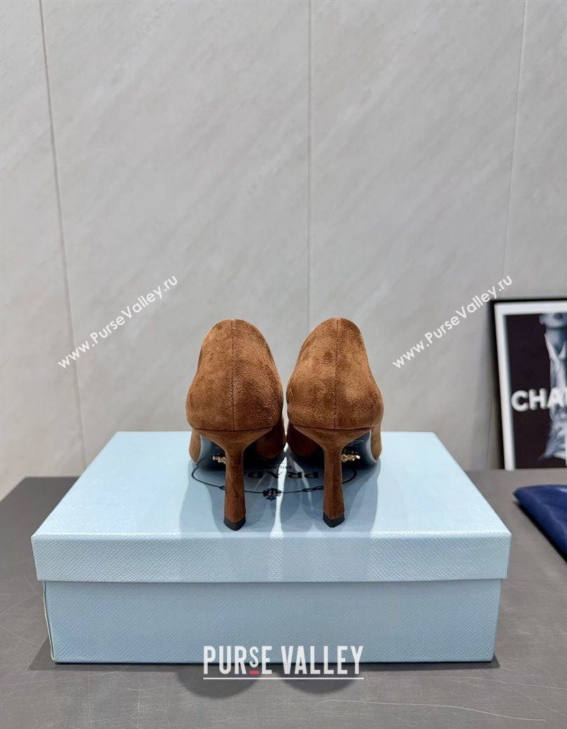 Prada Suede Heel Pumps 8.5cm Brown 2025 1I901M 1205 (MD-251205014)
