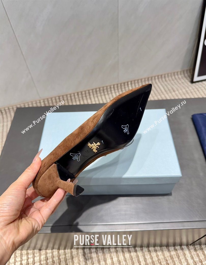 Prada Suede Heel Pumps 8.5cm Brown 2025 1I901M 1205 (MD-251205014)