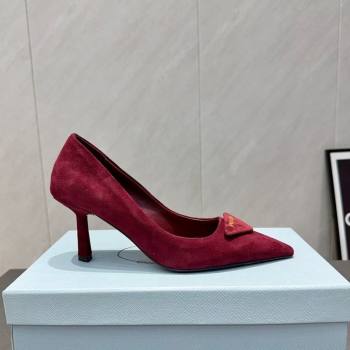 Prada Suede Heel Pumps 8.5cm Red 2025 1I901M 1205 (MD-251205015)