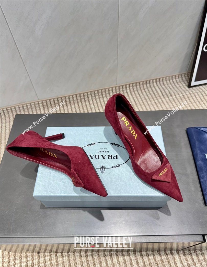 Prada Suede Heel Pumps 8.5cm Red 2025 1I901M 1205 (MD-251205015)
