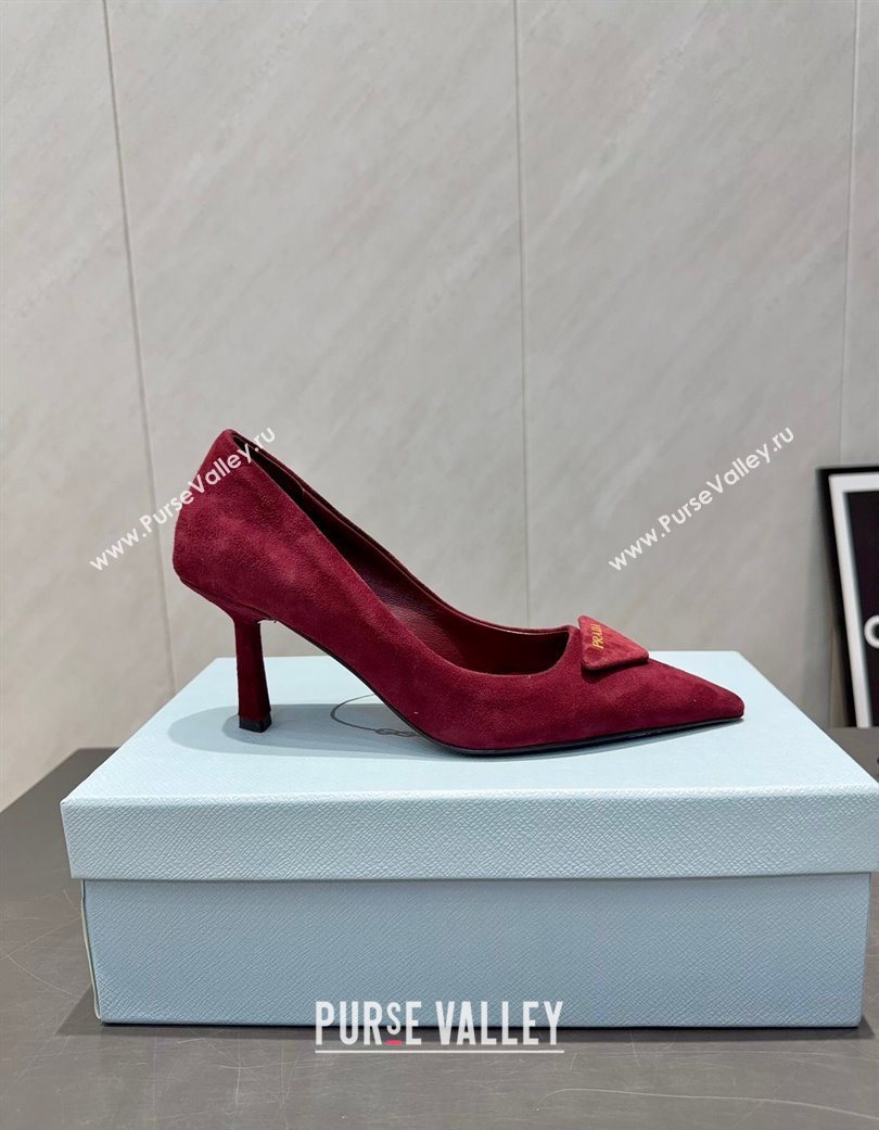 Prada Suede Heel Pumps 8.5cm Red 2025 1I901M 1205 (MD-251205015)