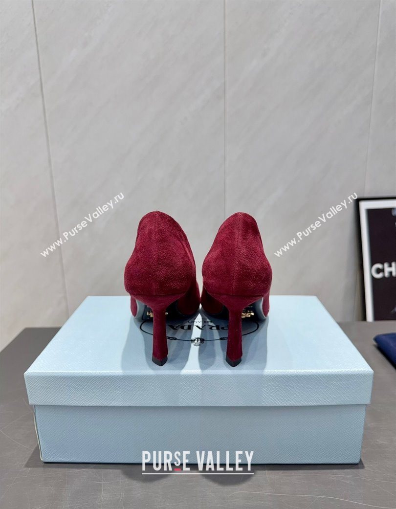 Prada Suede Heel Pumps 8.5cm Red 2025 1I901M 1205 (MD-251205015)