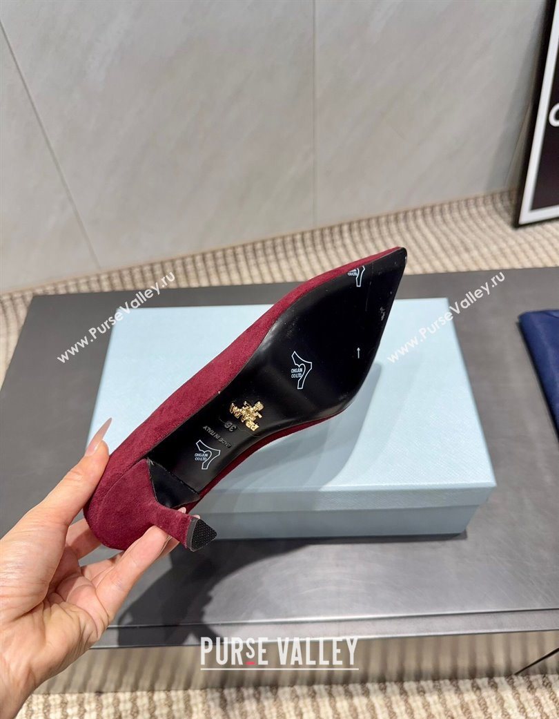 Prada Suede Heel Pumps 8.5cm Red 2025 1I901M 1205 (MD-251205015)