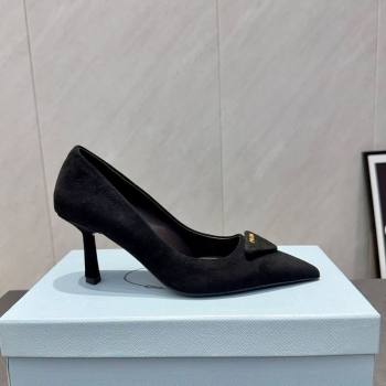 Prada Suede Heel Pumps 8.5cm Black 2025 1I901M 1205 (MD-251205016)