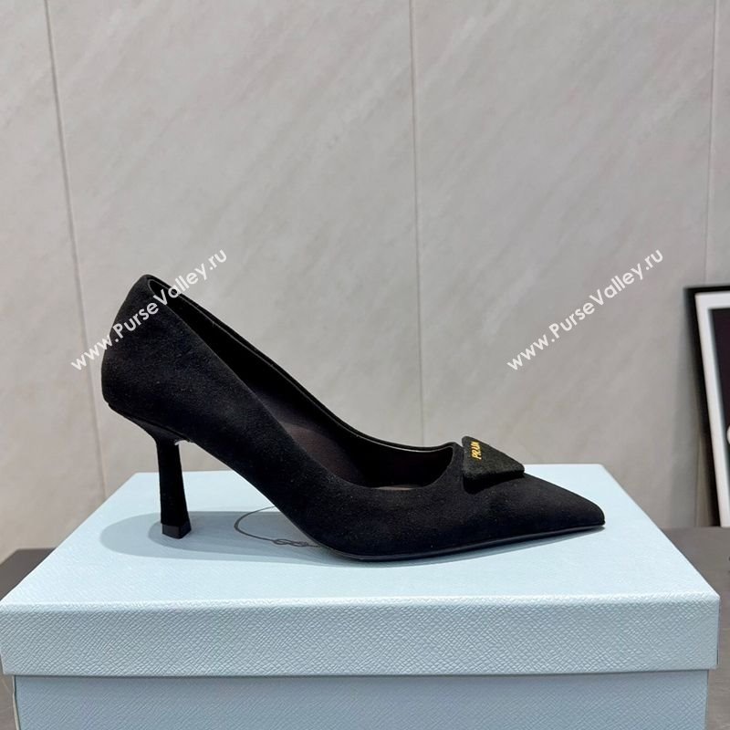 Prada Suede Heel Pumps 8.5cm Black 2025 1I901M 1205 (MD-251205016)