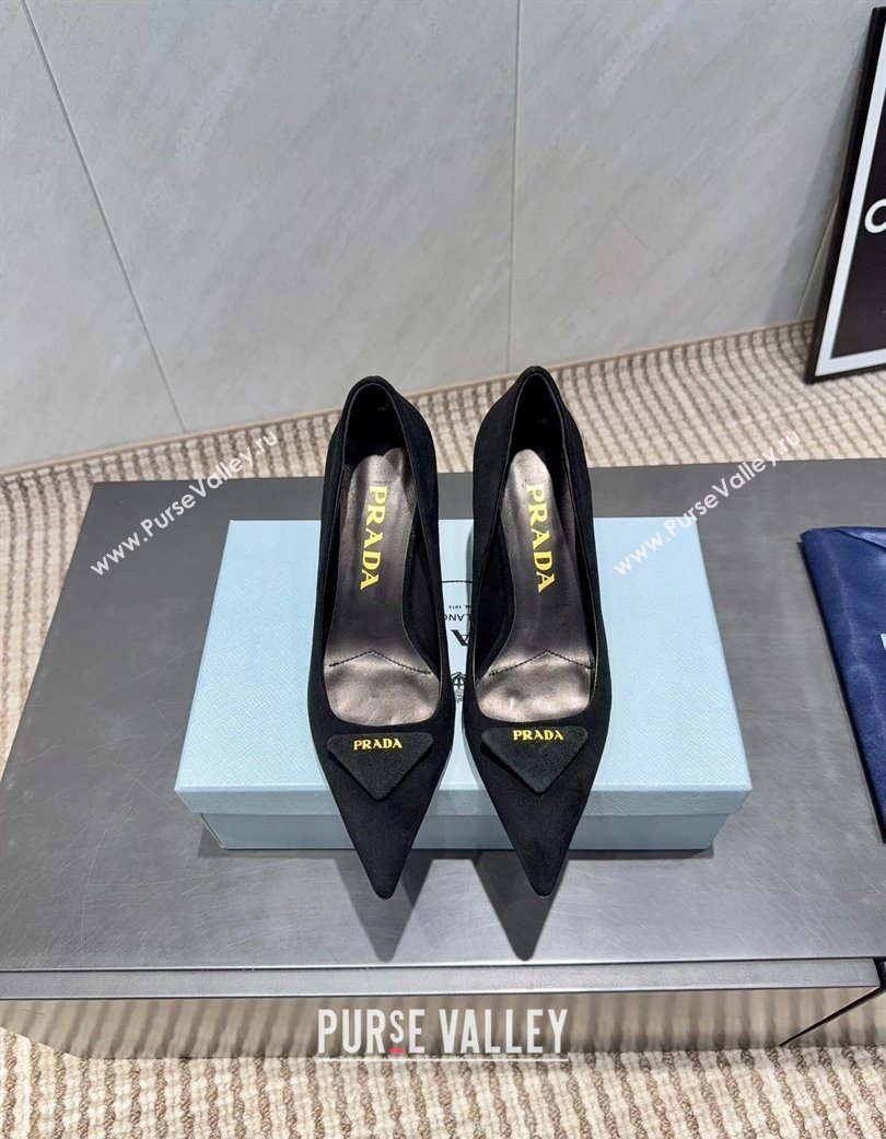 Prada Suede Heel Pumps 8.5cm Black 2025 1I901M 1205 (MD-251205016)