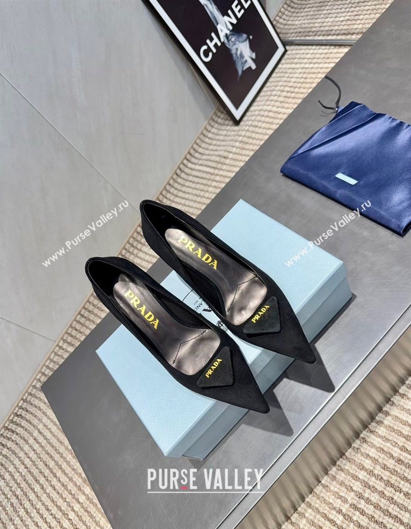 Prada Suede Heel Pumps 8.5cm Black 2025 1I901M 1205 (MD-251205016)