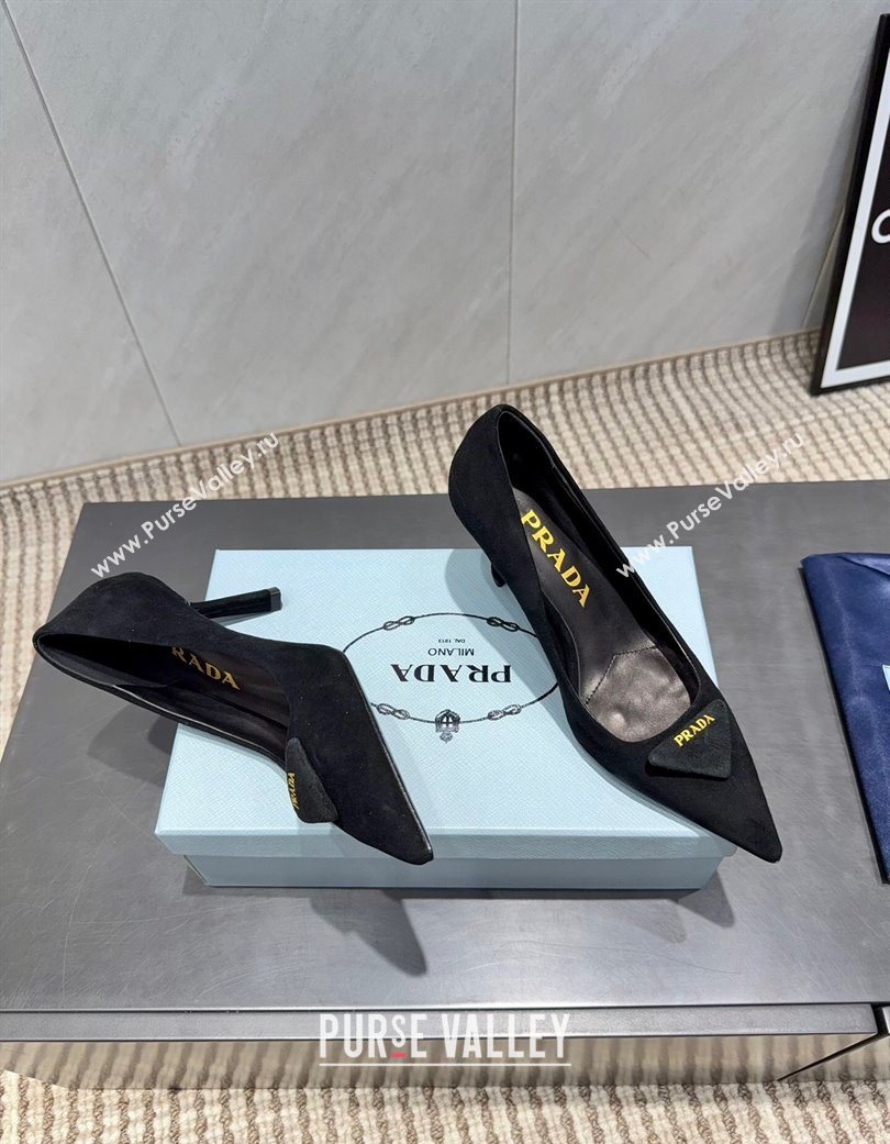 Prada Suede Heel Pumps 8.5cm Black 2025 1I901M 1205 (MD-251205016)
