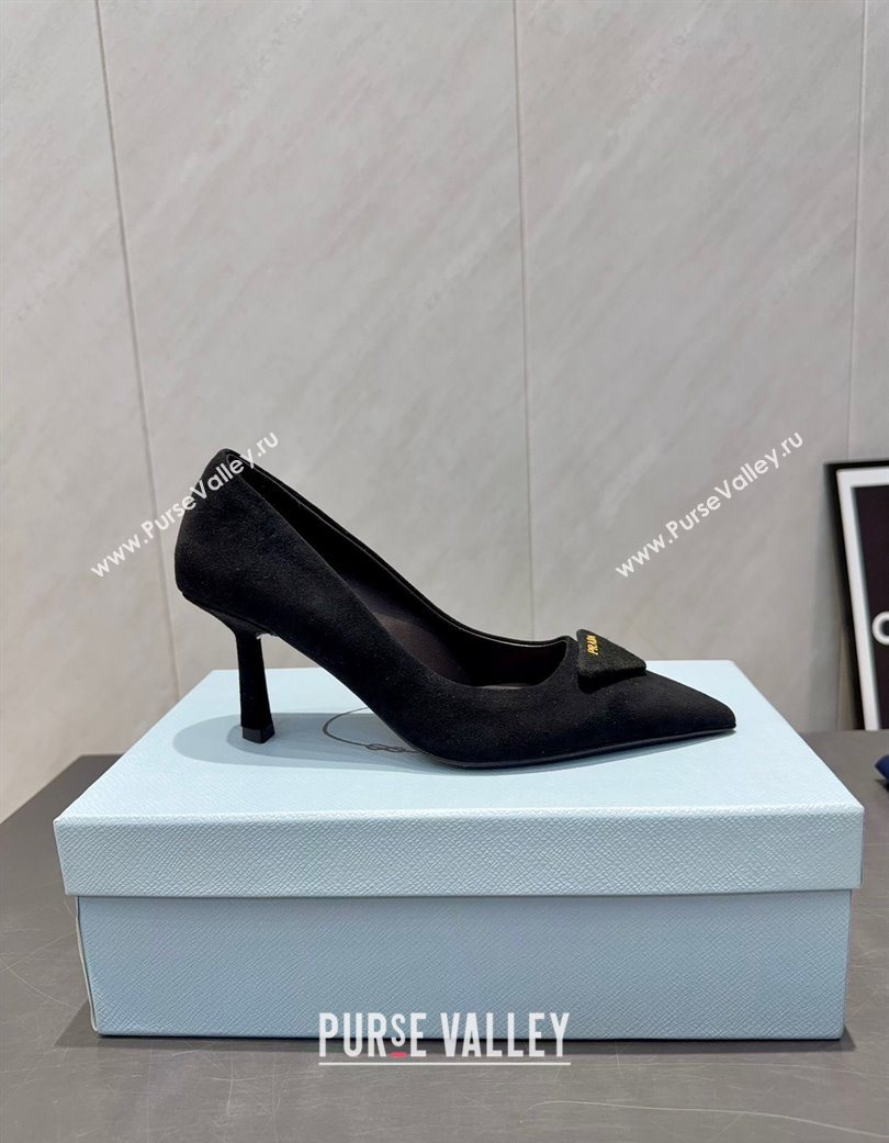 Prada Suede Heel Pumps 8.5cm Black 2025 1I901M 1205 (MD-251205016)