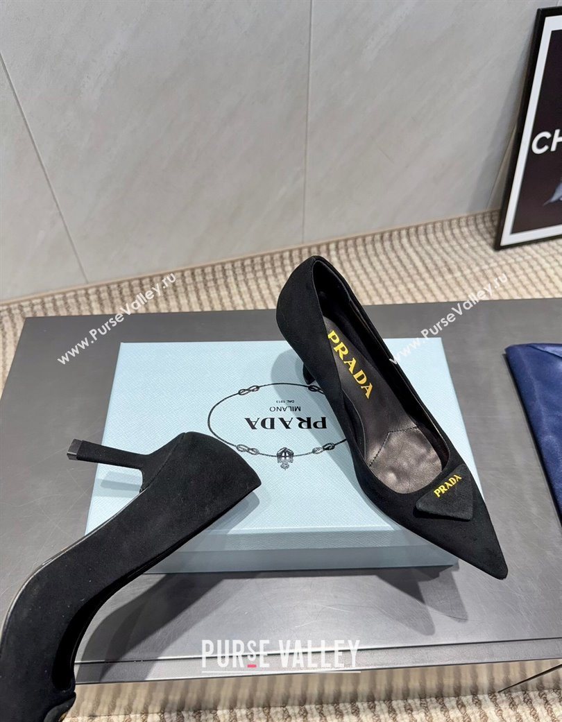 Prada Suede Heel Pumps 8.5cm Black 2025 1I901M 1205 (MD-251205016)