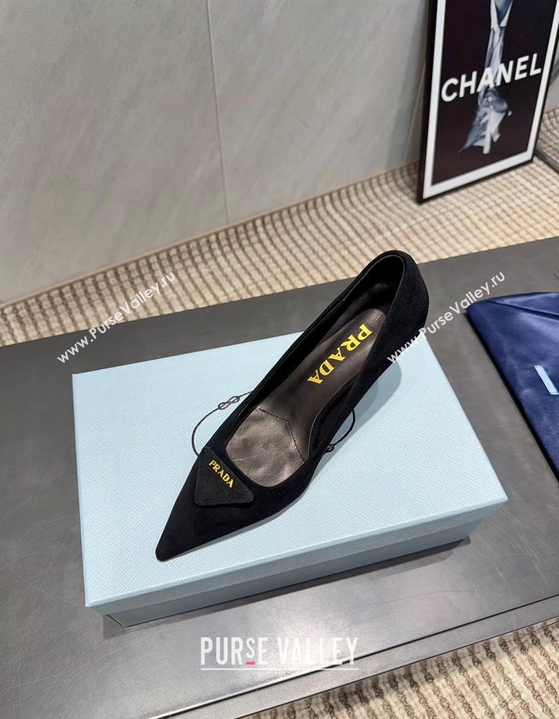 Prada Suede Heel Pumps 8.5cm Black 2025 1I901M 1205 (MD-251205016)