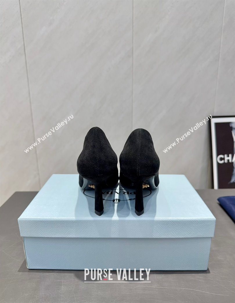 Prada Suede Heel Pumps 8.5cm Black 2025 1I901M 1205 (MD-251205016)