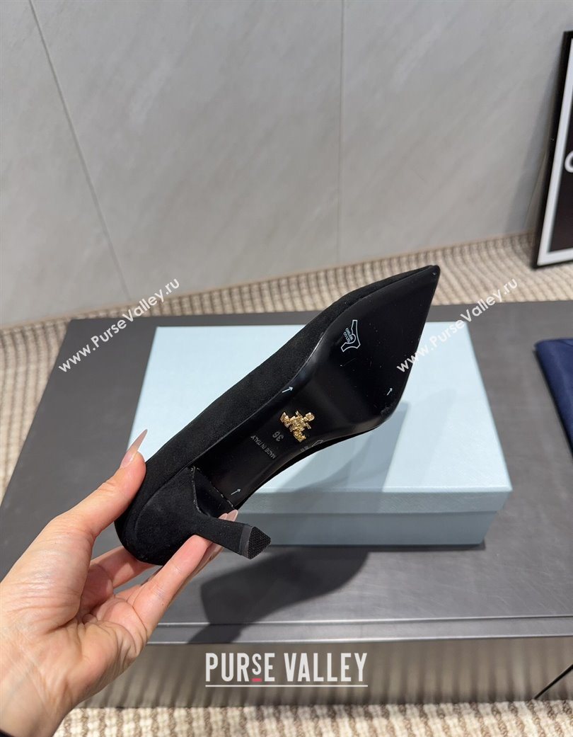 Prada Suede Heel Pumps 8.5cm Black 2025 1I901M 1205 (MD-251205016)