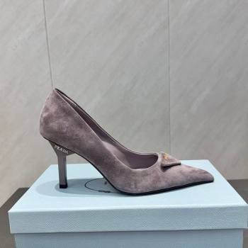 Prada Suede Heel Pumps 8.5cm Grey 2025 PR120501 (MD-251205017)