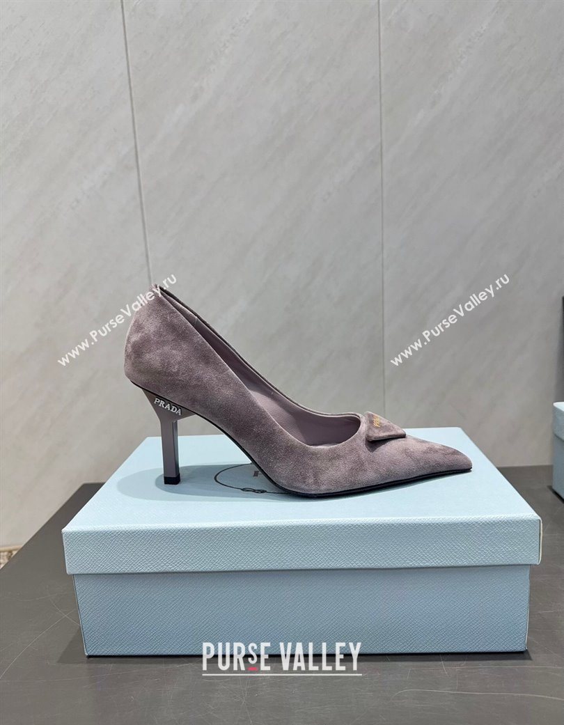 Prada Suede Heel Pumps 8.5cm Grey 2025 PR120501 (MD-251205017)