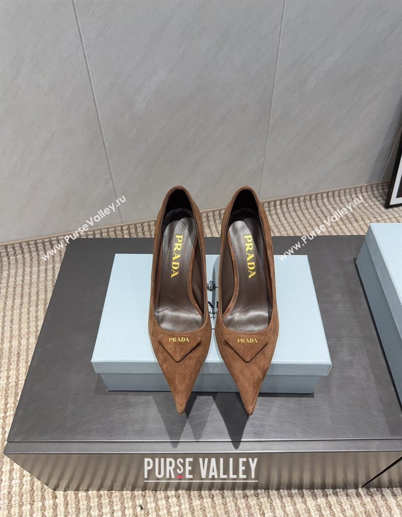Prada Suede Heel Pumps 8.5cm Brown 2025 PR120501 (MD-251205018)