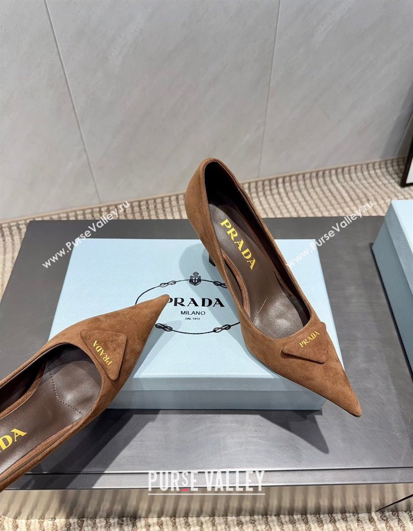 Prada Suede Heel Pumps 8.5cm Brown 2025 PR120501 (MD-251205018)