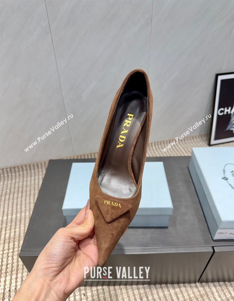 Prada Suede Heel Pumps 8.5cm Brown 2025 PR120501 (MD-251205018)
