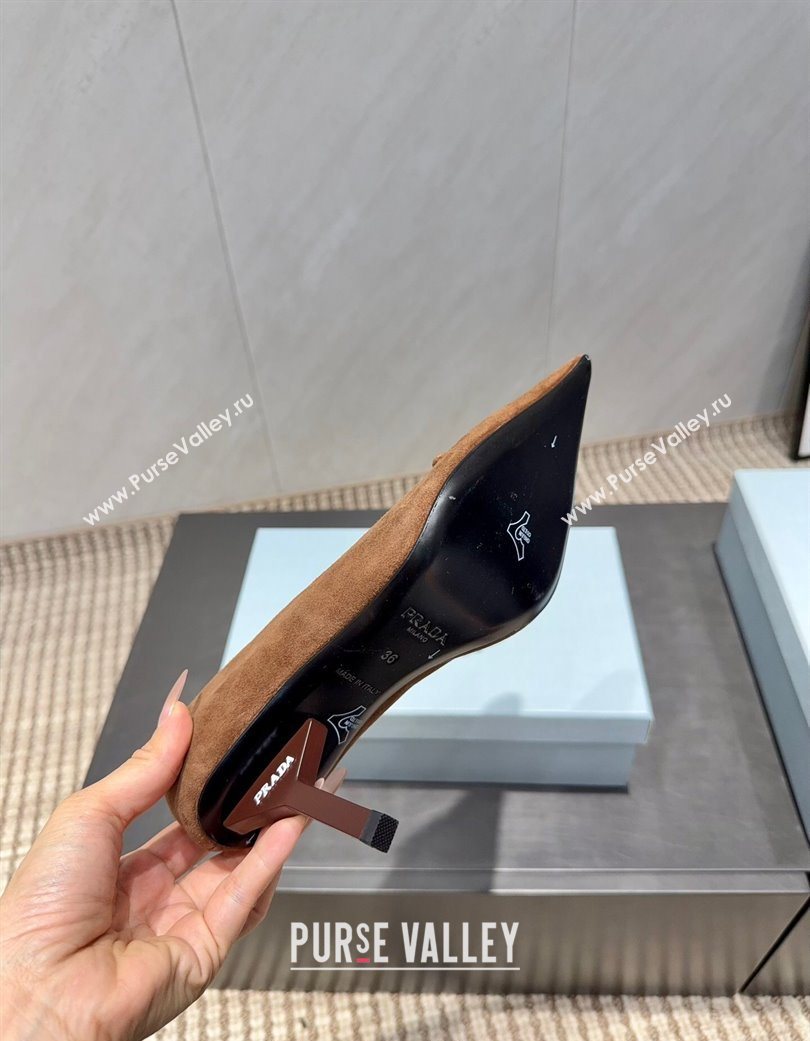 Prada Suede Heel Pumps 8.5cm Brown 2025 PR120501 (MD-251205018)