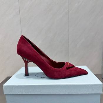 Prada Suede Heel Pumps 8.5cm Red 2025 PR120501 (MD-251205019)
