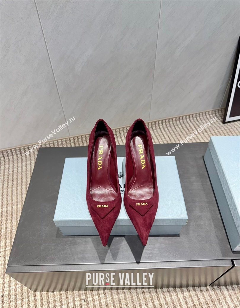 Prada Suede Heel Pumps 8.5cm Red 2025 PR120501 (MD-251205019)