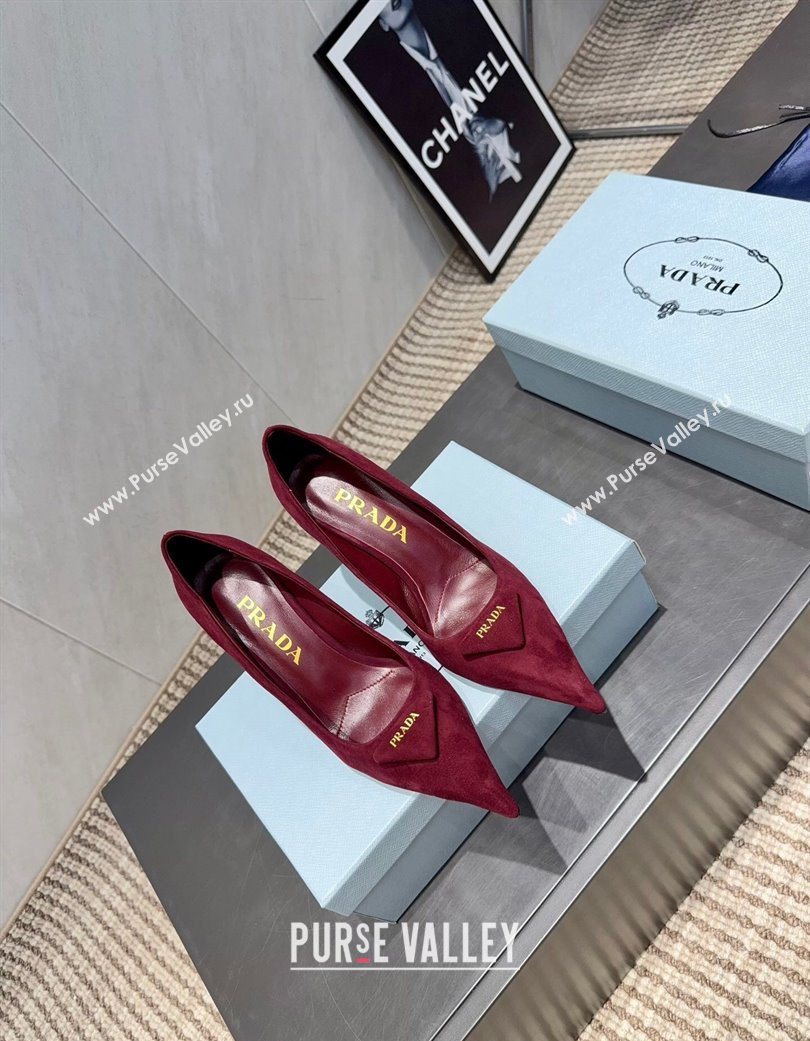 Prada Suede Heel Pumps 8.5cm Red 2025 PR120501 (MD-251205019)