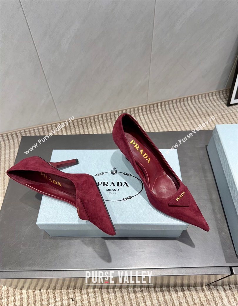 Prada Suede Heel Pumps 8.5cm Red 2025 PR120501 (MD-251205019)
