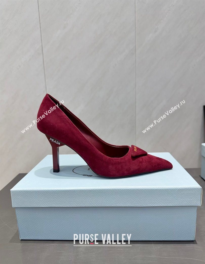 Prada Suede Heel Pumps 8.5cm Red 2025 PR120501 (MD-251205019)