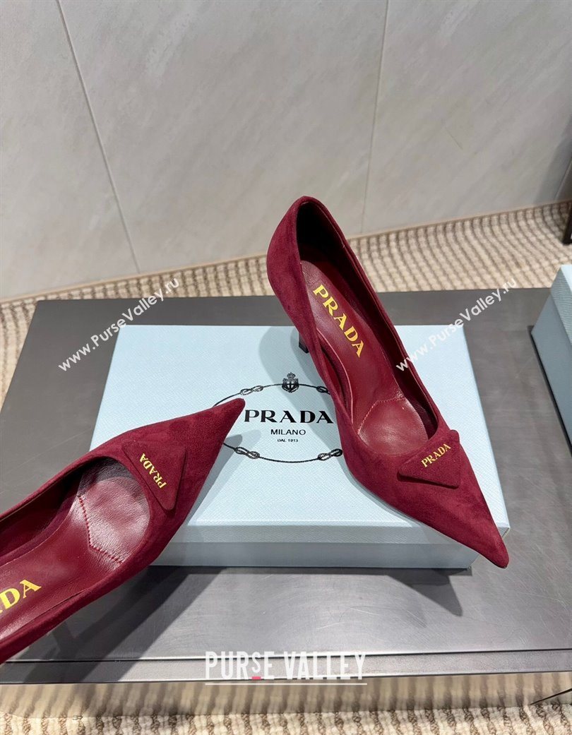 Prada Suede Heel Pumps 8.5cm Red 2025 PR120501 (MD-251205019)