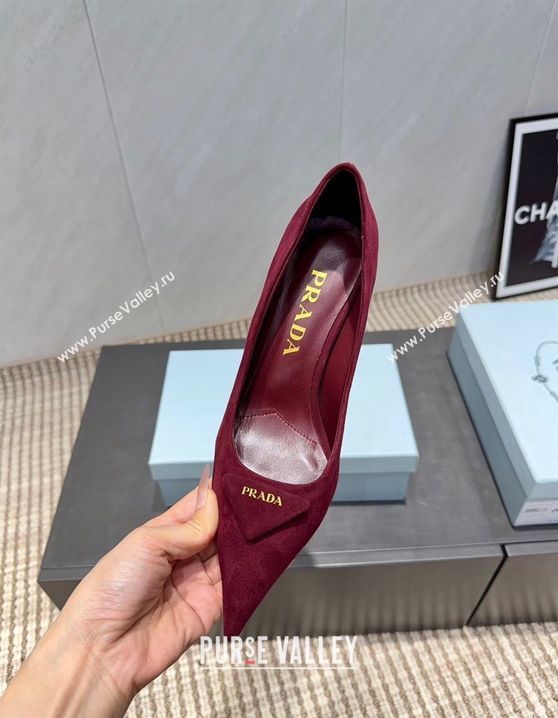 Prada Suede Heel Pumps 8.5cm Red 2025 PR120501 (MD-251205019)