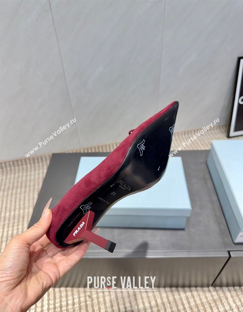 Prada Suede Heel Pumps 8.5cm Red 2025 PR120501 (MD-251205019)