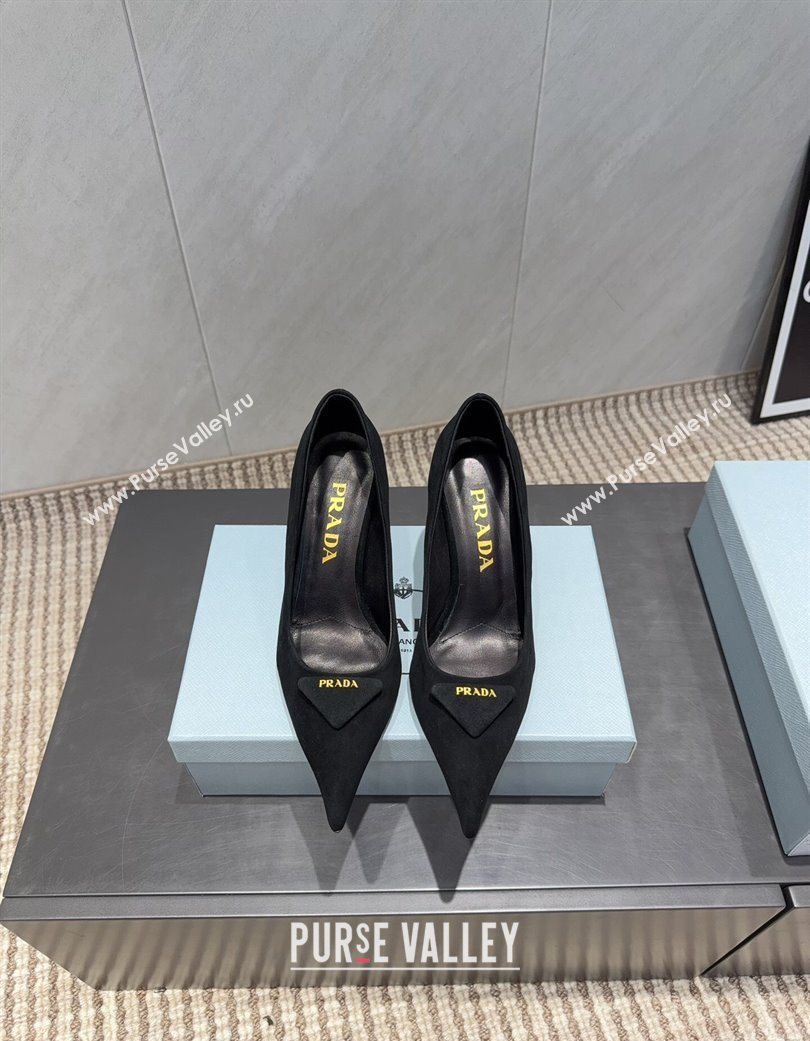 Prada Suede Heel Pumps 8.5cm Black 2025 PR120501 (MD-251205020)