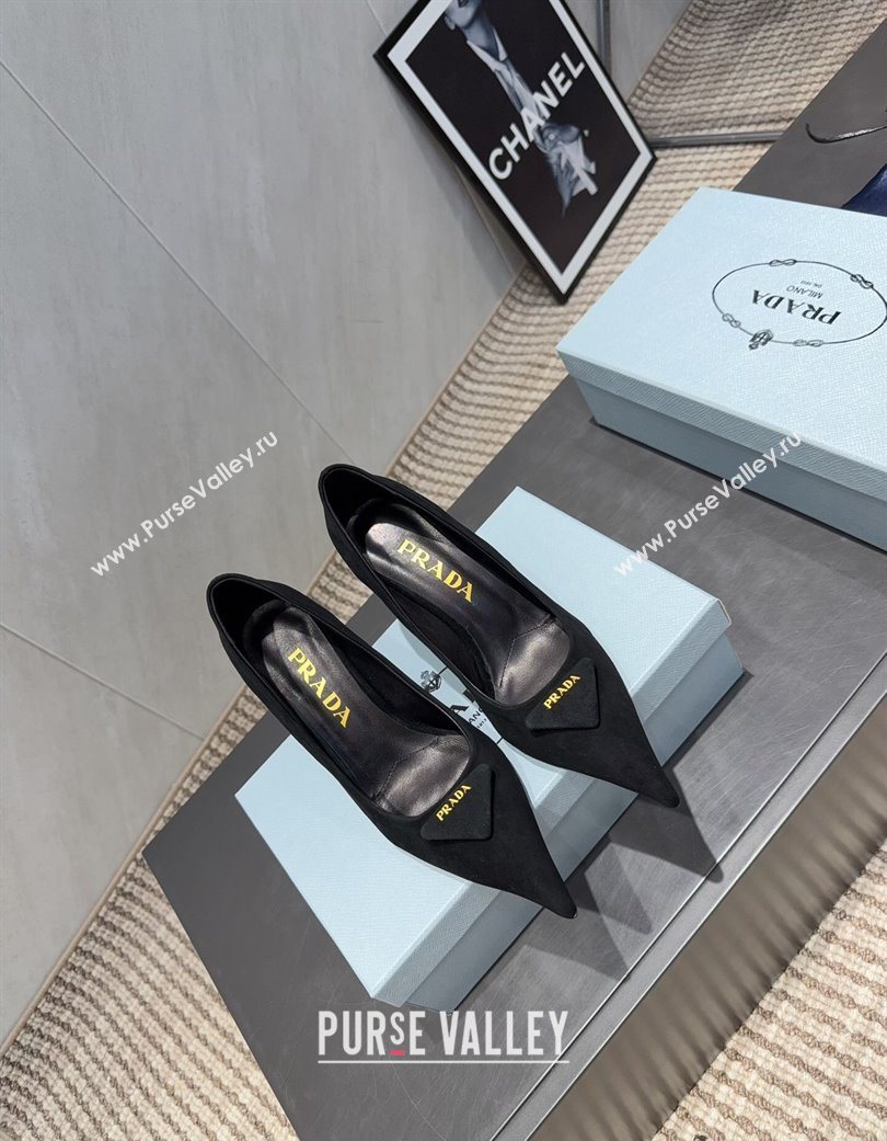 Prada Suede Heel Pumps 8.5cm Black 2025 PR120501 (MD-251205020)