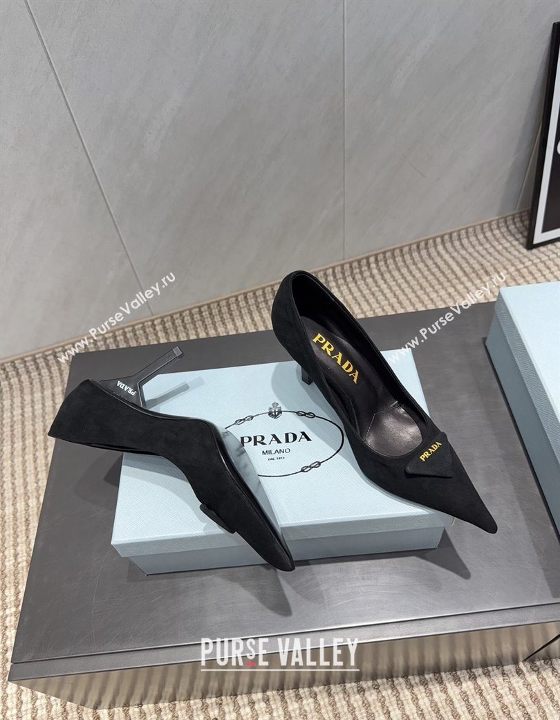 Prada Suede Heel Pumps 8.5cm Black 2025 PR120501 (MD-251205020)
