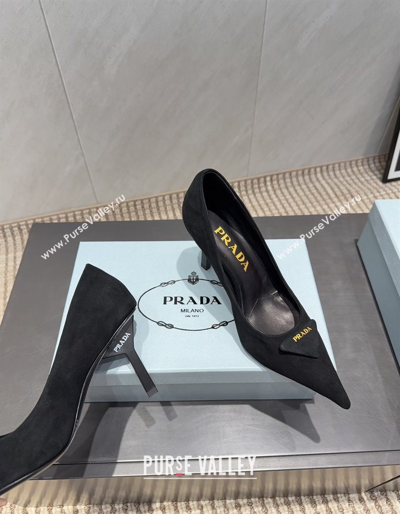 Prada Suede Heel Pumps 8.5cm Black 2025 PR120501 (MD-251205020)