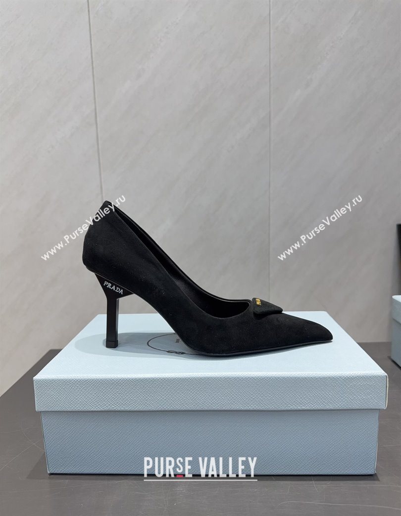 Prada Suede Heel Pumps 8.5cm Black 2025 PR120501 (MD-251205020)