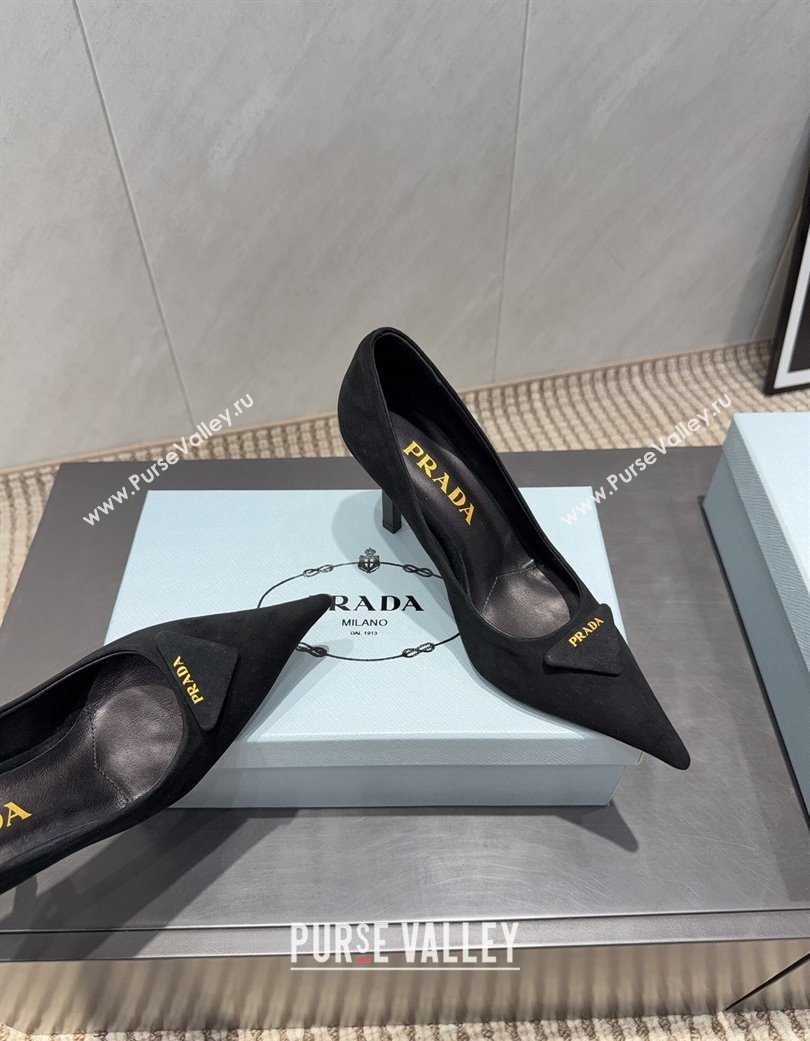Prada Suede Heel Pumps 8.5cm Black 2025 PR120501 (MD-251205020)