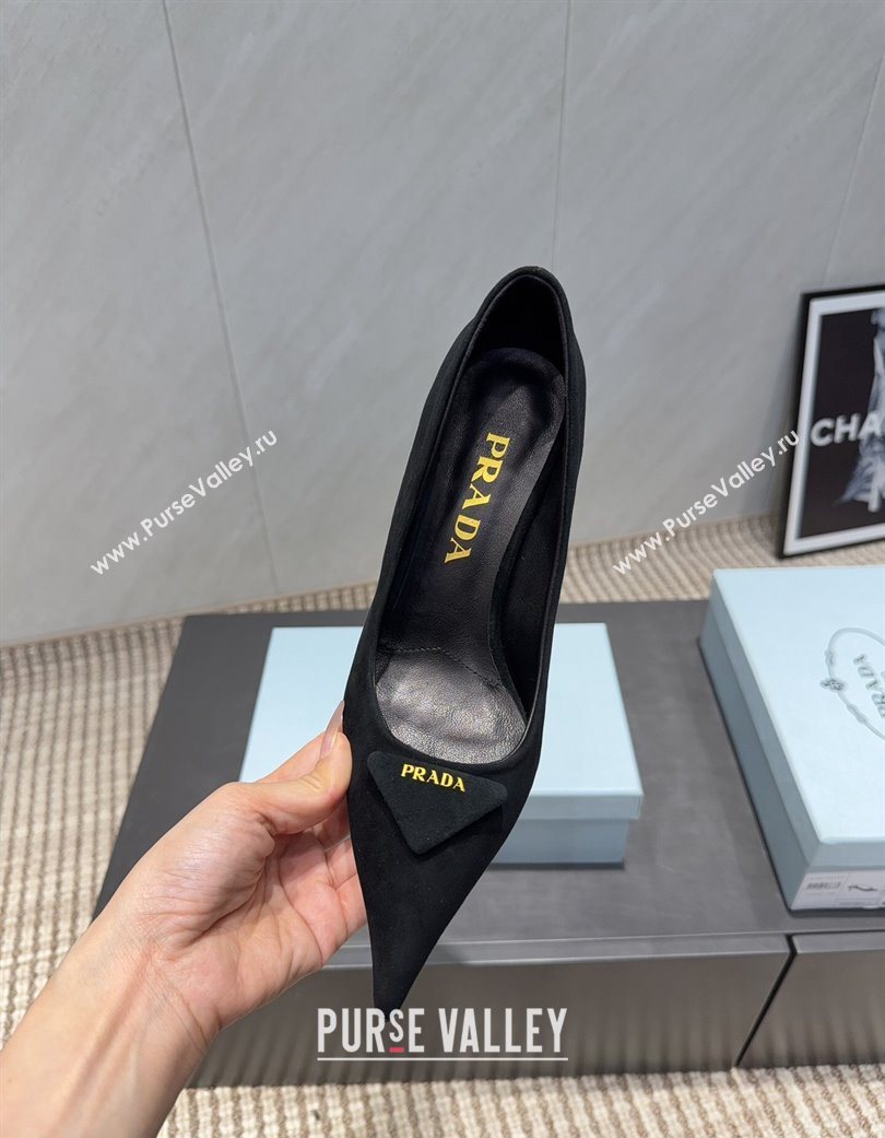 Prada Suede Heel Pumps 8.5cm Black 2025 PR120501 (MD-251205020)