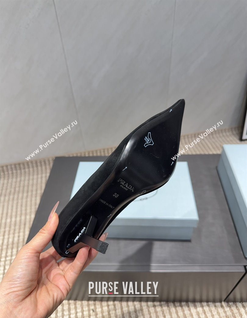 Prada Suede Heel Pumps 8.5cm Black 2025 PR120501 (MD-251205020)