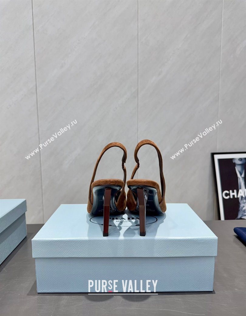 Prada Suede Heel Slingbacks Pump 8.5cm Brown 2025 PR120501 (MD-251205022)