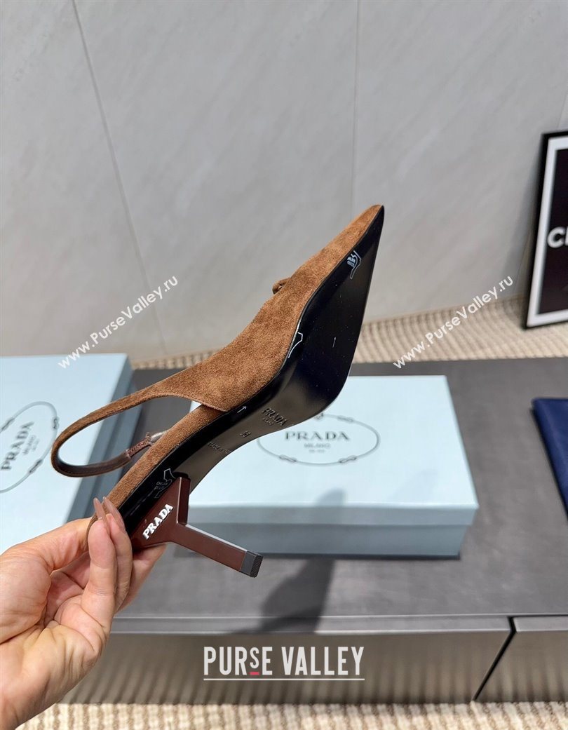 Prada Suede Heel Slingbacks Pump 8.5cm Brown 2025 PR120501 (MD-251205022)