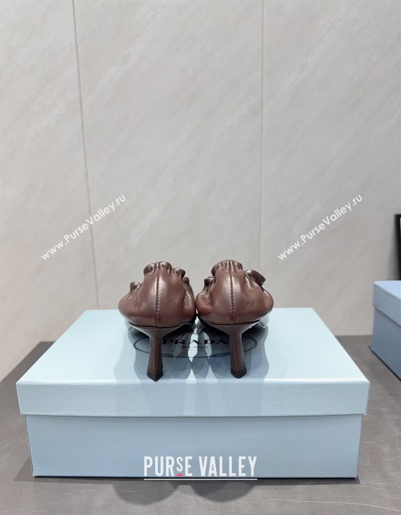 Prada Leather Elastic Heel Pumps 5.5cm Dark Brown 2025 PR120502 (MD-251205026)