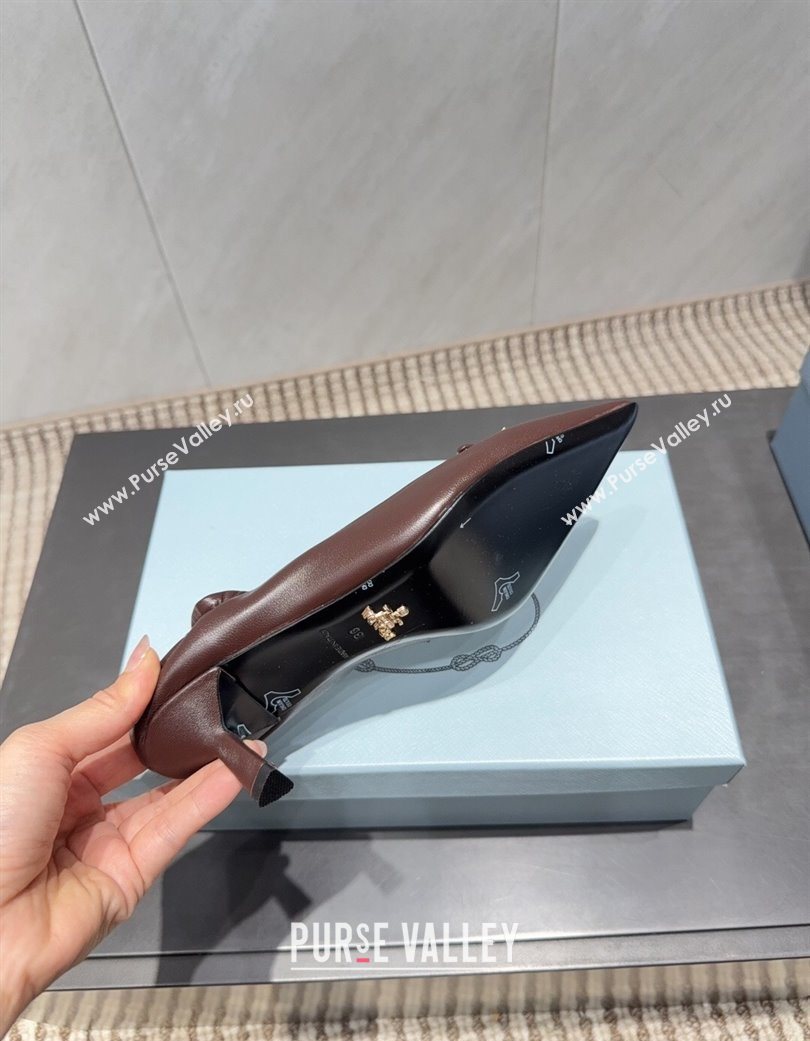 Prada Leather Elastic Heel Pumps 5.5cm Dark Brown 2025 PR120502 (MD-251205026)